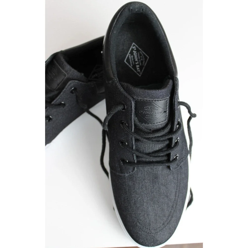 St. John’s Bay Bryce‎ Lace-Up Sneaker Mens 13 Medium Low Top Black Canvas Shoes